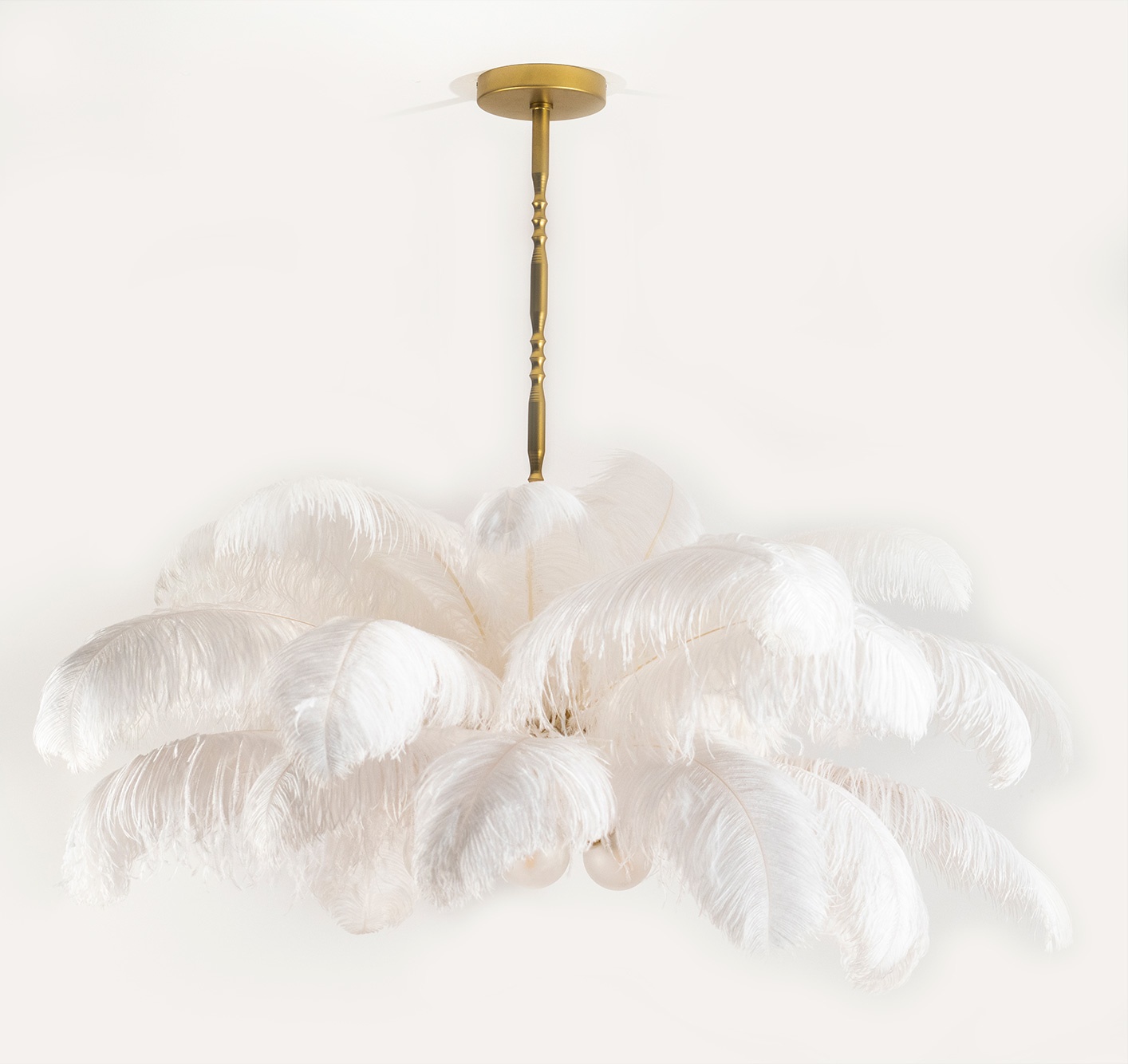 Lámpara de techo de plumas blancas cobrizas de lujo, lámpara de techo de  plumas de avestruz, lámpara de plumas blancas, hermosa lámpara colgante  para